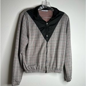 Zara Trafaluc Womens Jacket Plaid Full Zip Size Medium